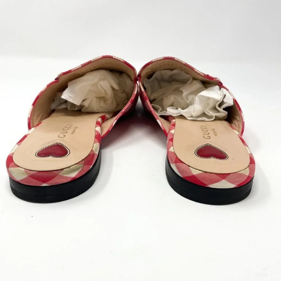 Gucci Princetown Red Gingham Plaid Check Loafer Mule Slipper Size 37.5 / 7.5 - Picture 8 of 16